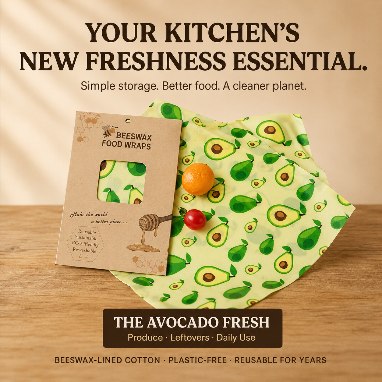 Organic Cotton 3piece Beeswax Wrap Set